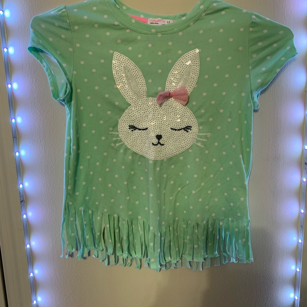 Precious Size 12 bunny shirt with fringe bottom